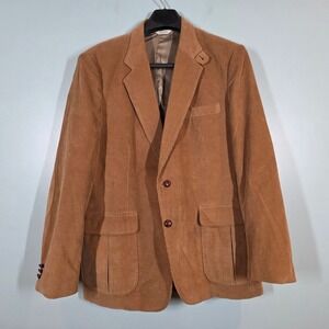 Cambridge Classics Mervyns Mens 44L Corduroy Blazer Camel Tan Elbow Patch Japan